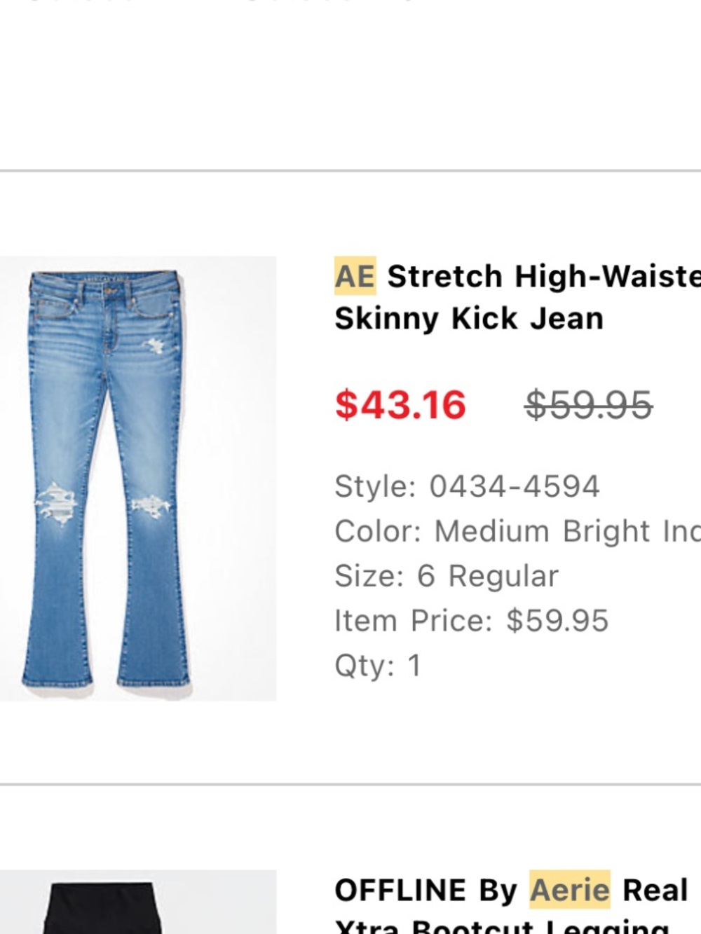American Eagle Outfitters Hi Rise Skinny Kick Boot Cut Jeans Bundle - Picture 8 of 8